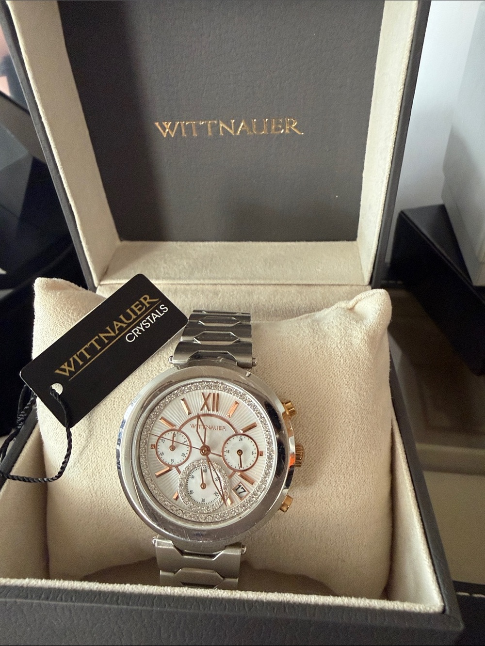 Women's Silver and Rose Gold Chronograph Watch